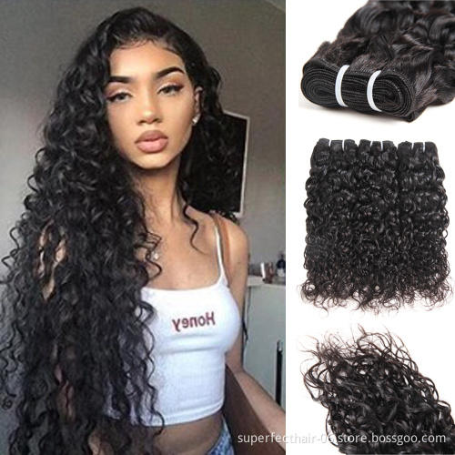 Indian Hair Vendor Wholesale 12A Virgin Unprocessed Hair Water Wave Human Hair Weave Bundles
